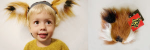 Cute kid aged 3 wearing magnetic fox ears. Fluffy faux fur. Perfect for festivals, themed parties, stocking fillers and Christmas gifts.